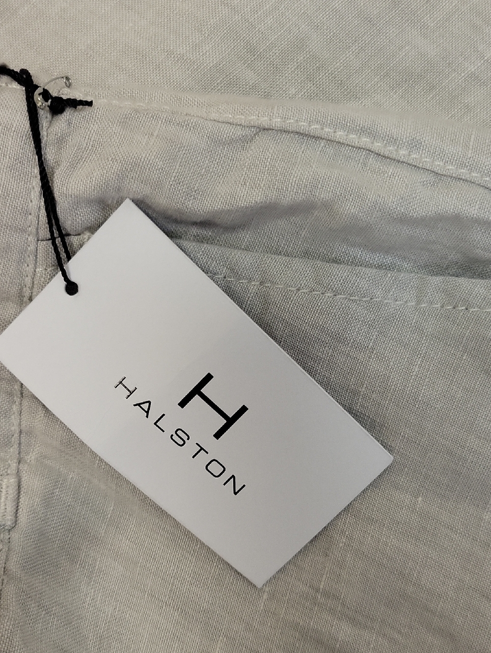 Halston Heritage Light Beige Wide-Leg Drawstring Linen Pants New Summer - Picture 5 of 6
